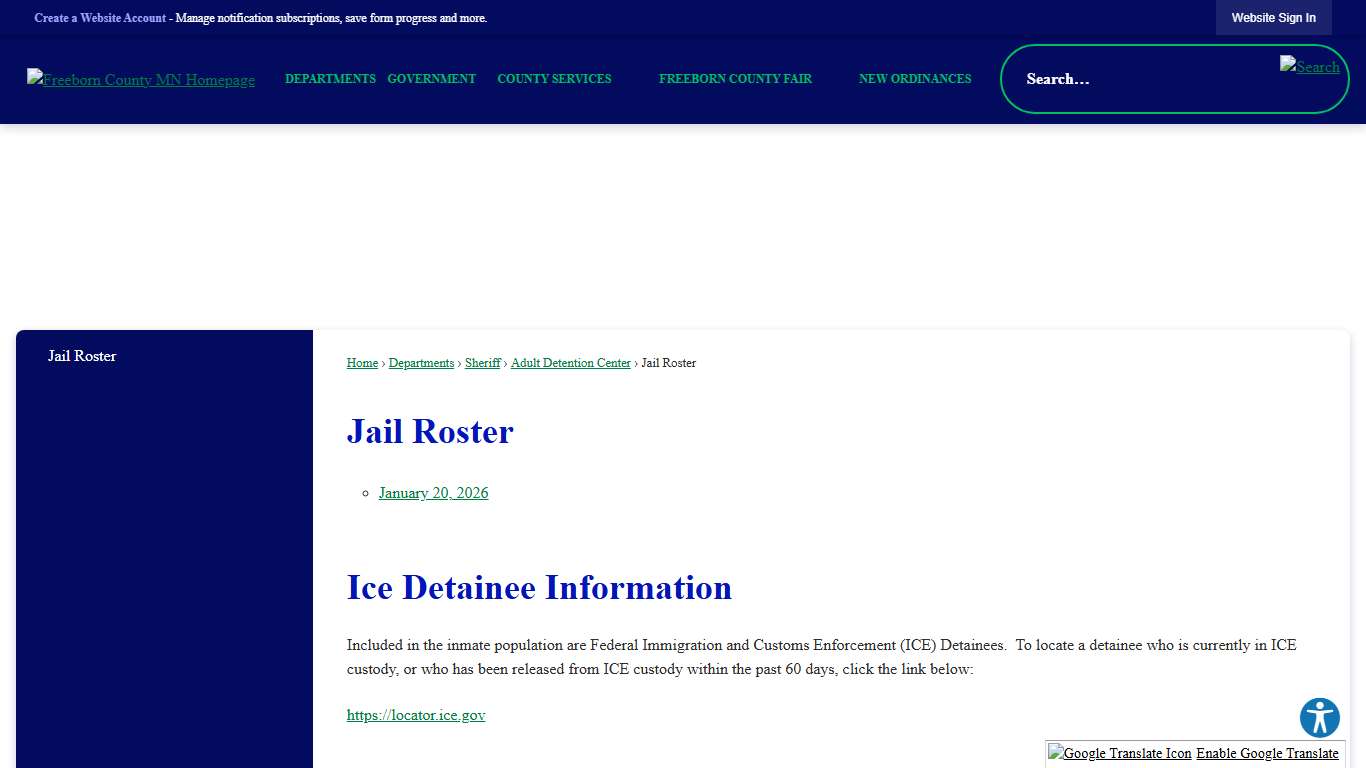 Jail Roster | Freeborn County, MN - Official Website