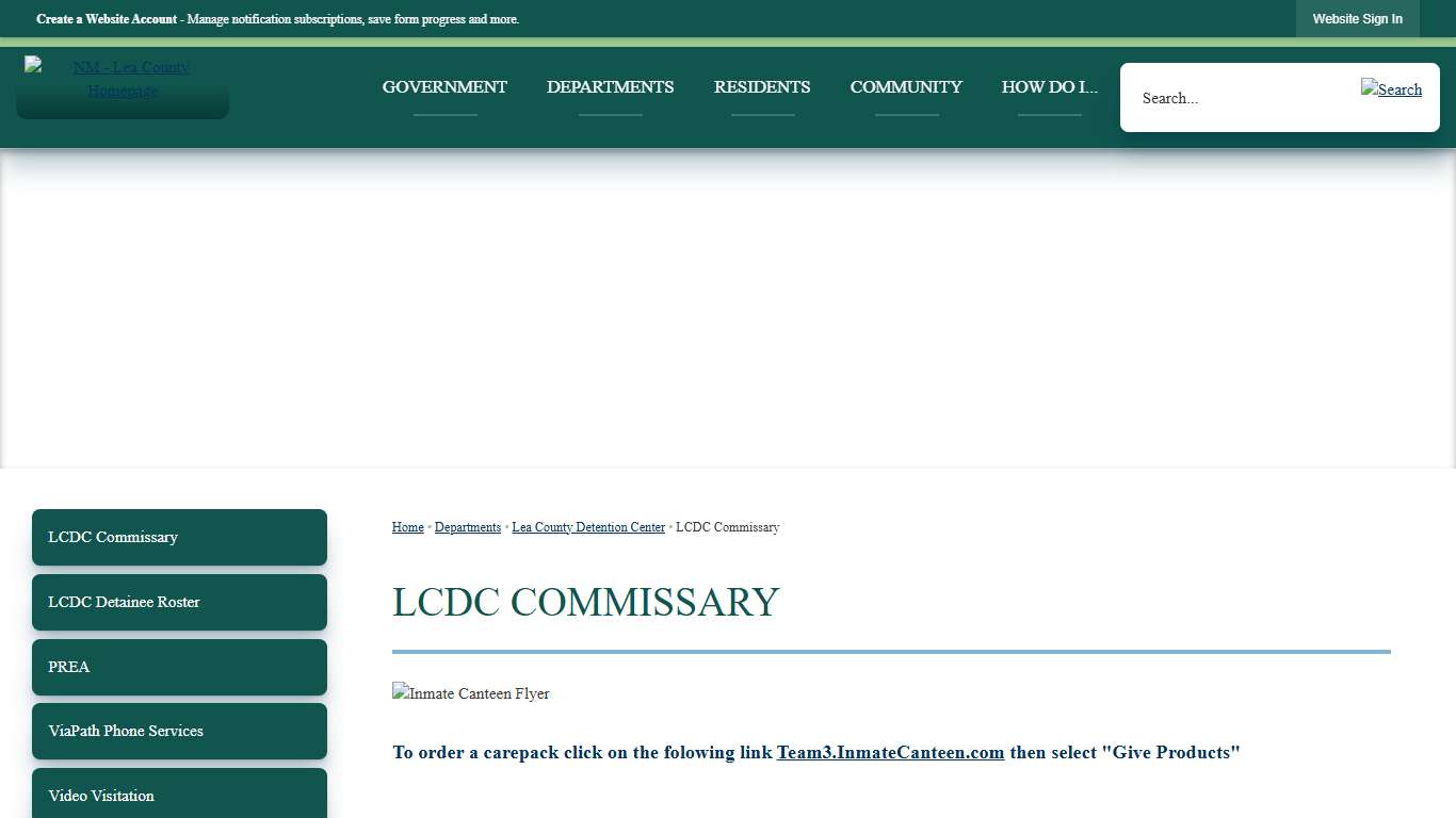 LCDC Commissary | Lea County, NM